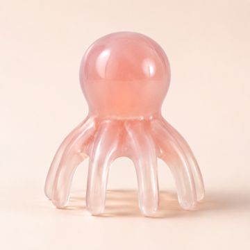 CJ Beauty translucent pink silicone scalp massager