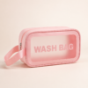 CJ Beauty pink transparent-front beauty wash bag